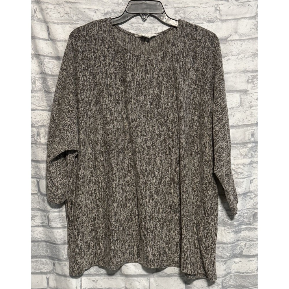 Workshop Republic Clothing Top Blouse Womens 3X 3/4 Sleeve Black Gray